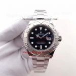Copy Rolex Yacht Master Black Dial Stainless Steel Watch 40MM